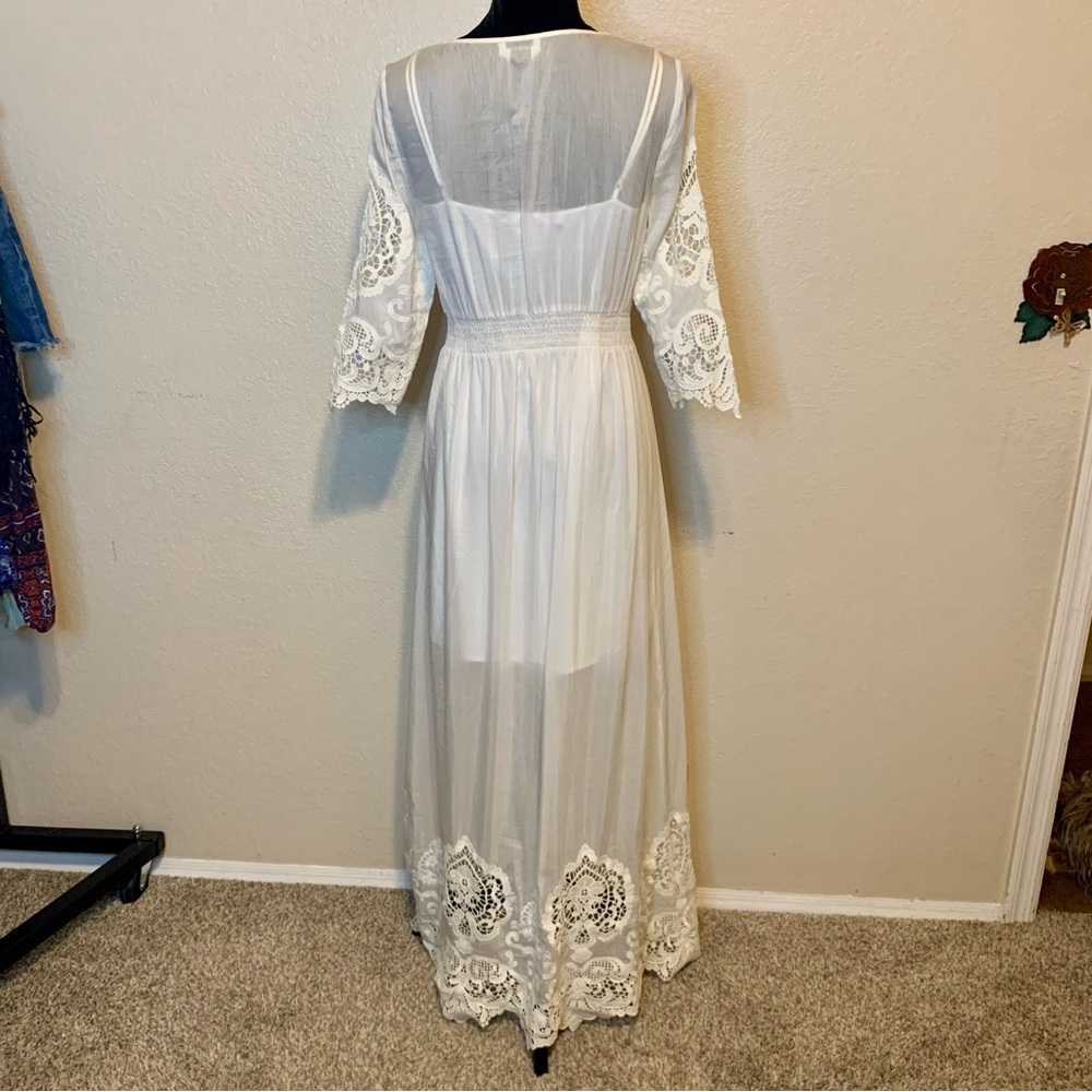 bebe White Lace Maxi Dress - Picture 8 of 16